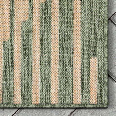 Alder Modern Stripes Indoor/Outdoor Green Flat-Weave Rug