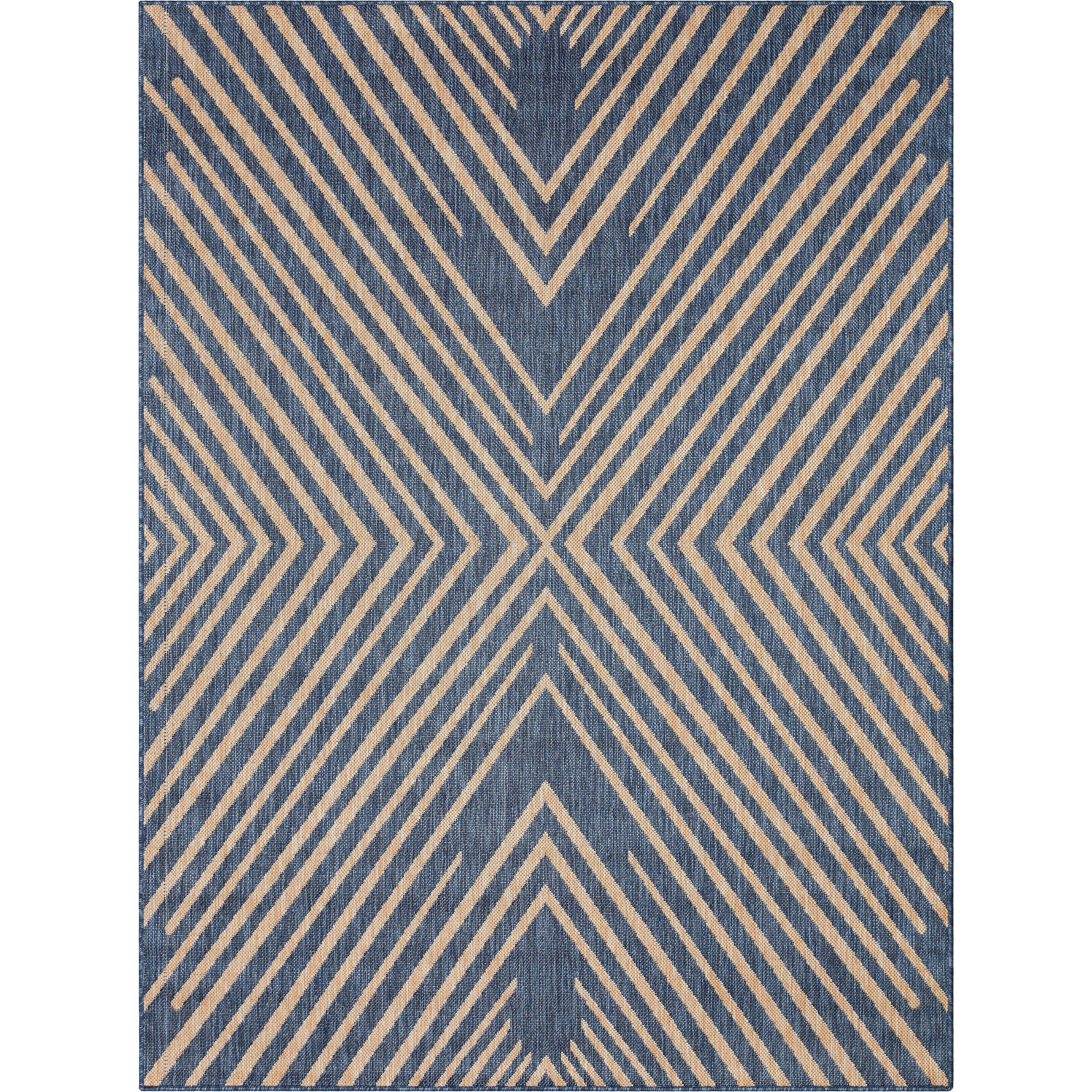 Kesia Modern Stripes Indoor/Outdoor Blue Flat-Weave Rug