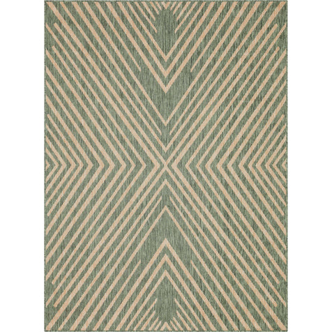 Kesia Modern Stripes Indoor/Outdoor Green Flat-Weave Rug