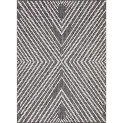 Kesia Modern Stripes Indoor/Outdoor Grey Flat-Weave 5'3" x 7'3" Rug