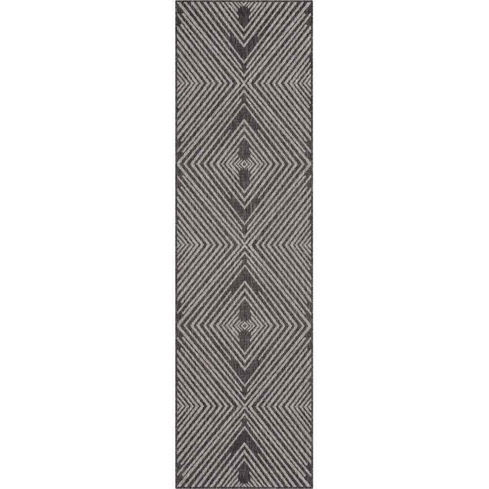 Kesia Modern Stripes Indoor/Outdoor Grey Flat-Weave 5'3" x 7'3" Rug