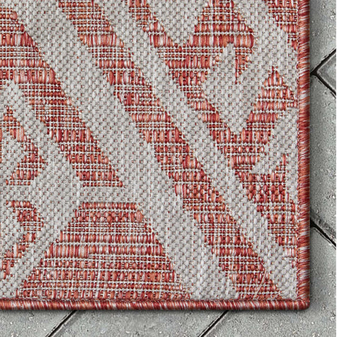 Cascade Tribal Diamond Pattern Indoor/Outdoor Red Flat-Weave Rug