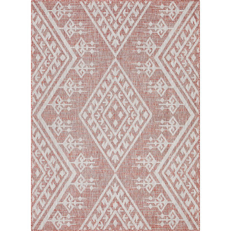 Cascade Tribal Diamond Pattern Indoor/Outdoor Red Flat-Weave Rug
