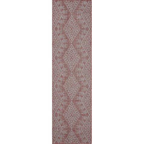 Cascade Tribal Diamond Pattern Indoor/Outdoor Red Flat-Weave Rug