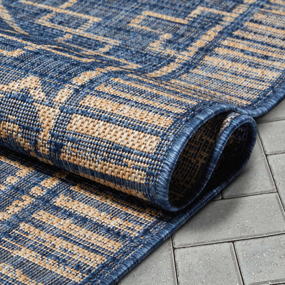 Quay Tribal Indoor/Outdoor Blue Flat-Weave 5'3" x 7'3" Rug