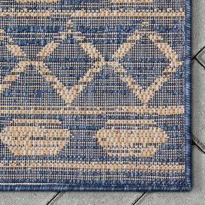 Quay Tribal Indoor/Outdoor Blue Flat-Weave 5'3" x 7'3" Rug