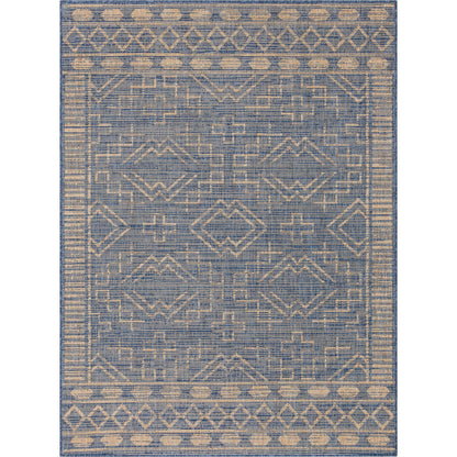 Quay Tribal Indoor/Outdoor Blue Flat-Weave 5'3" x 7'3" Rug