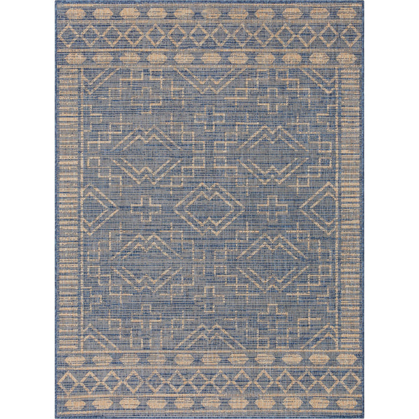 Quay Tribal Indoor/Outdoor Blue Flat-Weave Rug