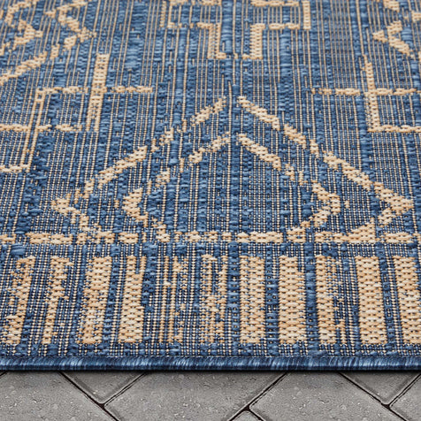 Quay Tribal Indoor/Outdoor Blue Flat-Weave Rug