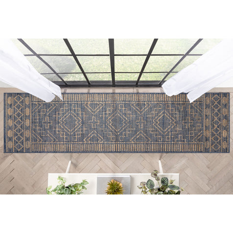 Quay Tribal Indoor/Outdoor Blue Flat-Weave Rug