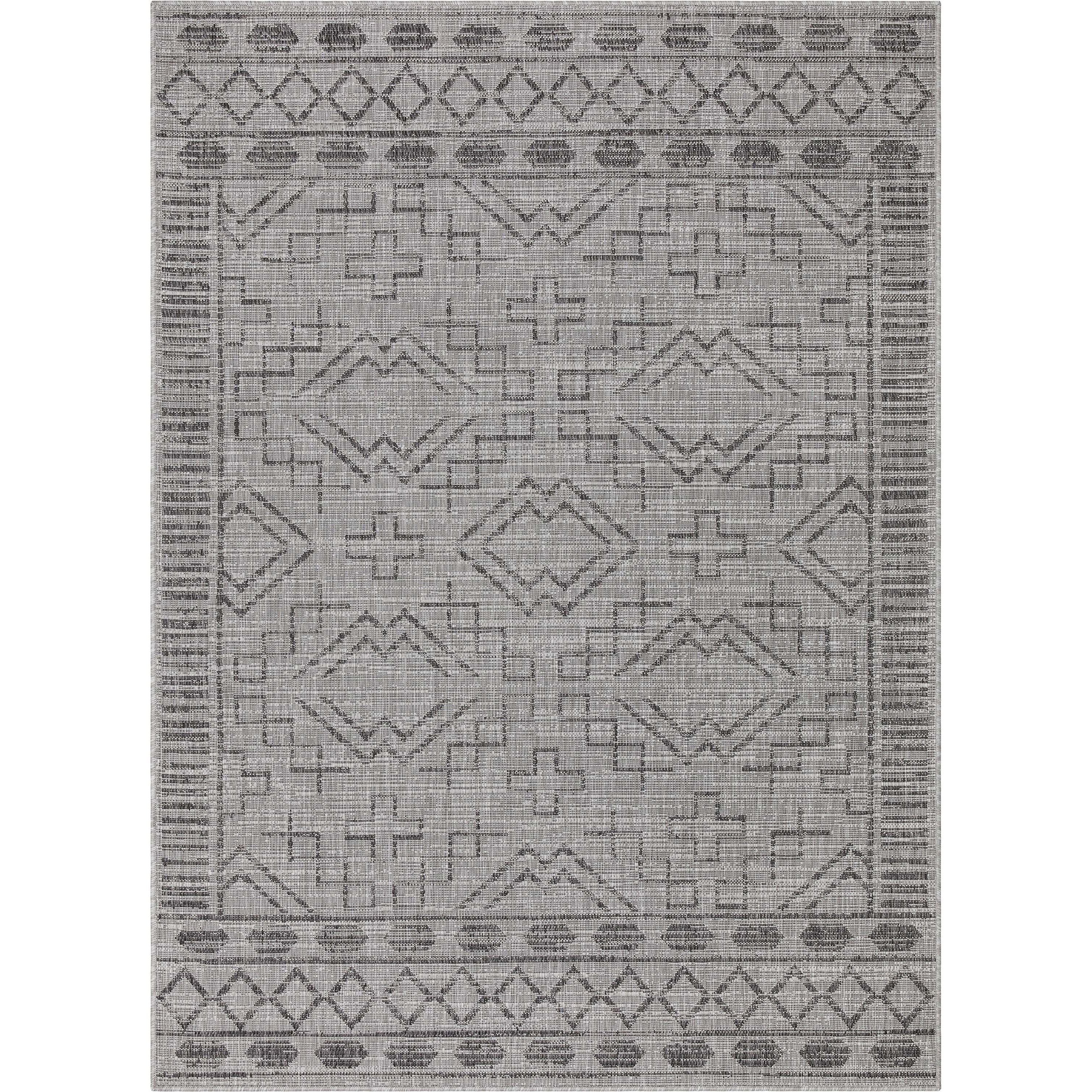 Quay Tribal Indoor/Outdoor Grey Flat-Weave Rug