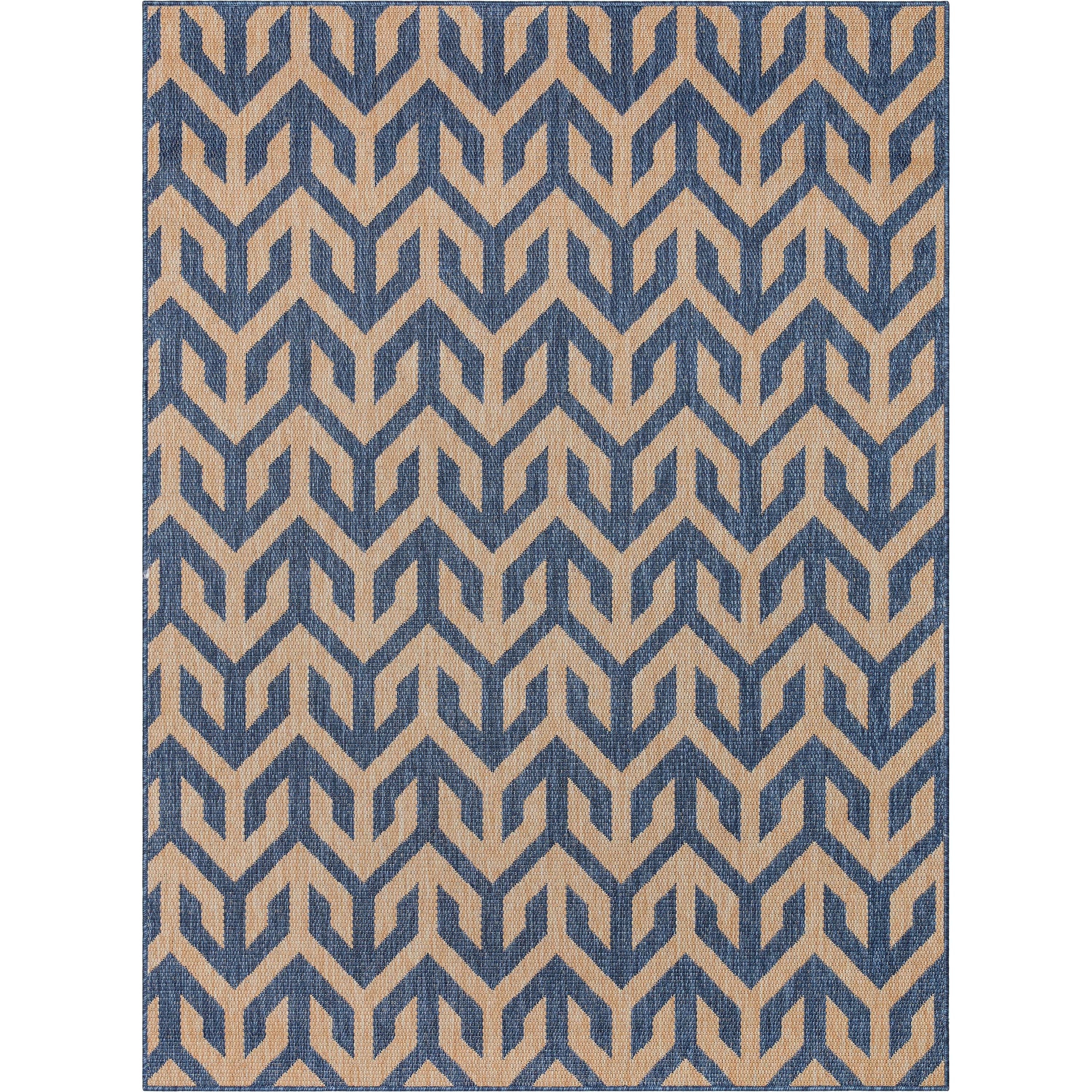 Atlantis Modern Stripes Indoor/Outdoor Blue Flat-Weave Rug