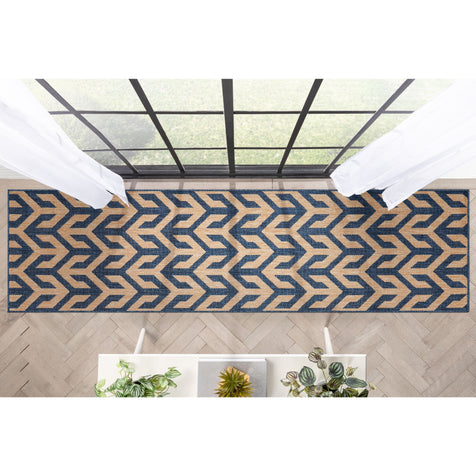 Atlantis Modern Stripes Indoor/Outdoor Blue Flat-Weave Rug