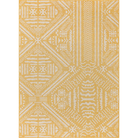 Khalo Tribal Indoor/Outdoor Yellow Flat-Weave Rug