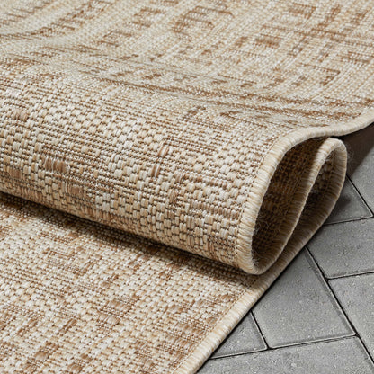 Khalo Tribal Indoor/Outdoor Beige Flat-Weave 5'3" x 7'3" Rug