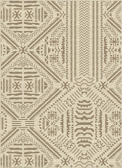 Khalo Tribal Indoor/Outdoor Beige Flat-Weave 5'3" x 7'3" Rug