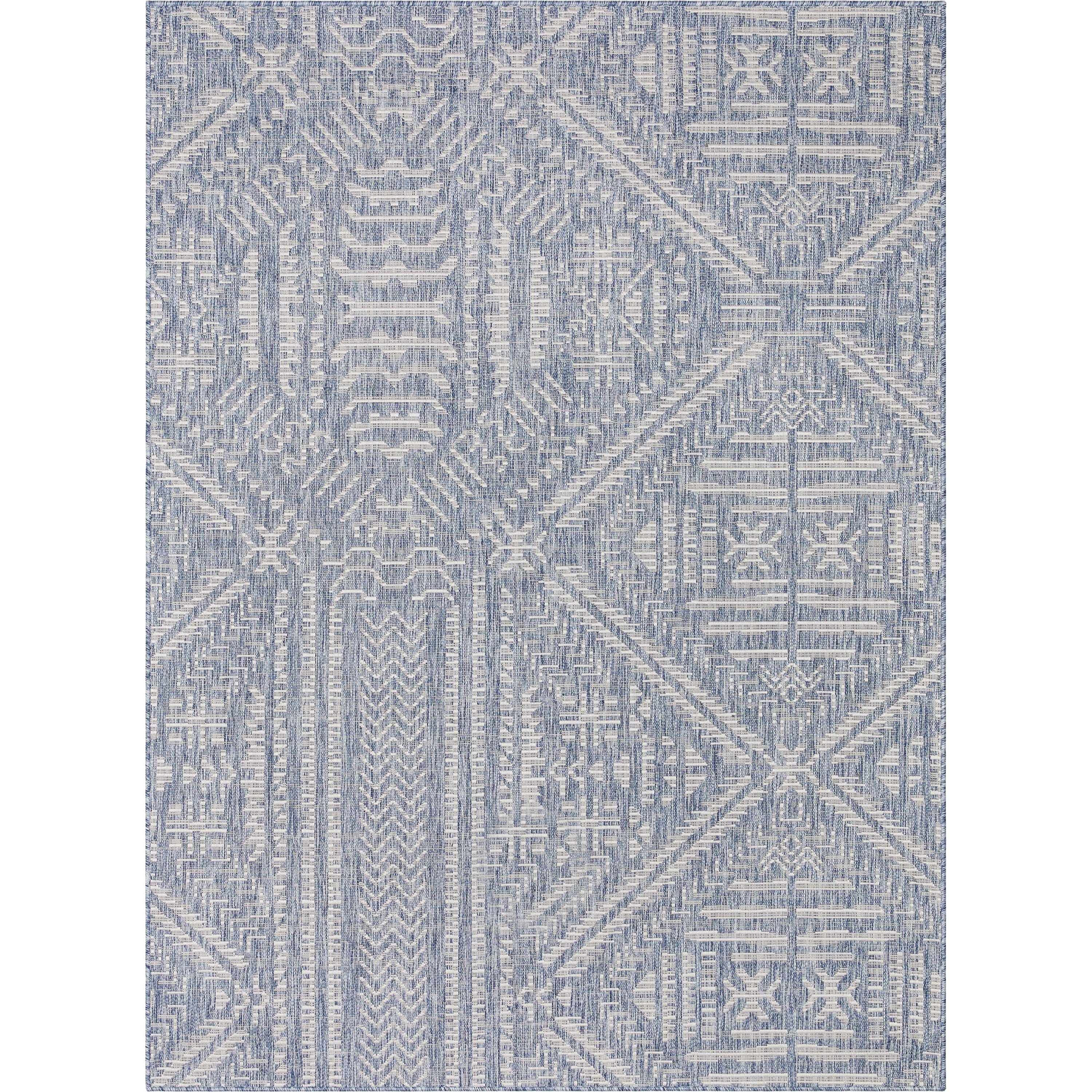 Khalo Tribal Indoor/Outdoor Navy Blue Flat-Weave Rug