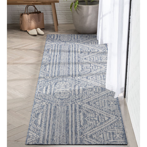 Khalo Tribal Indoor/Outdoor Navy Blue Flat-Weave Rug
