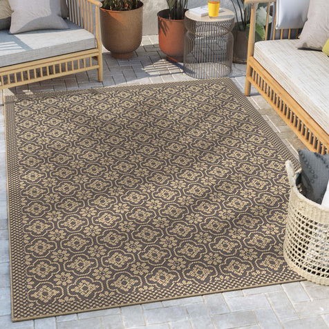 Manola Moroccan Trellis Indoor/Outdoor Beige Flat-Weave Rug