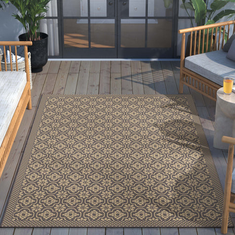 Manola Moroccan Trellis Indoor/Outdoor Beige Flat-Weave Rug