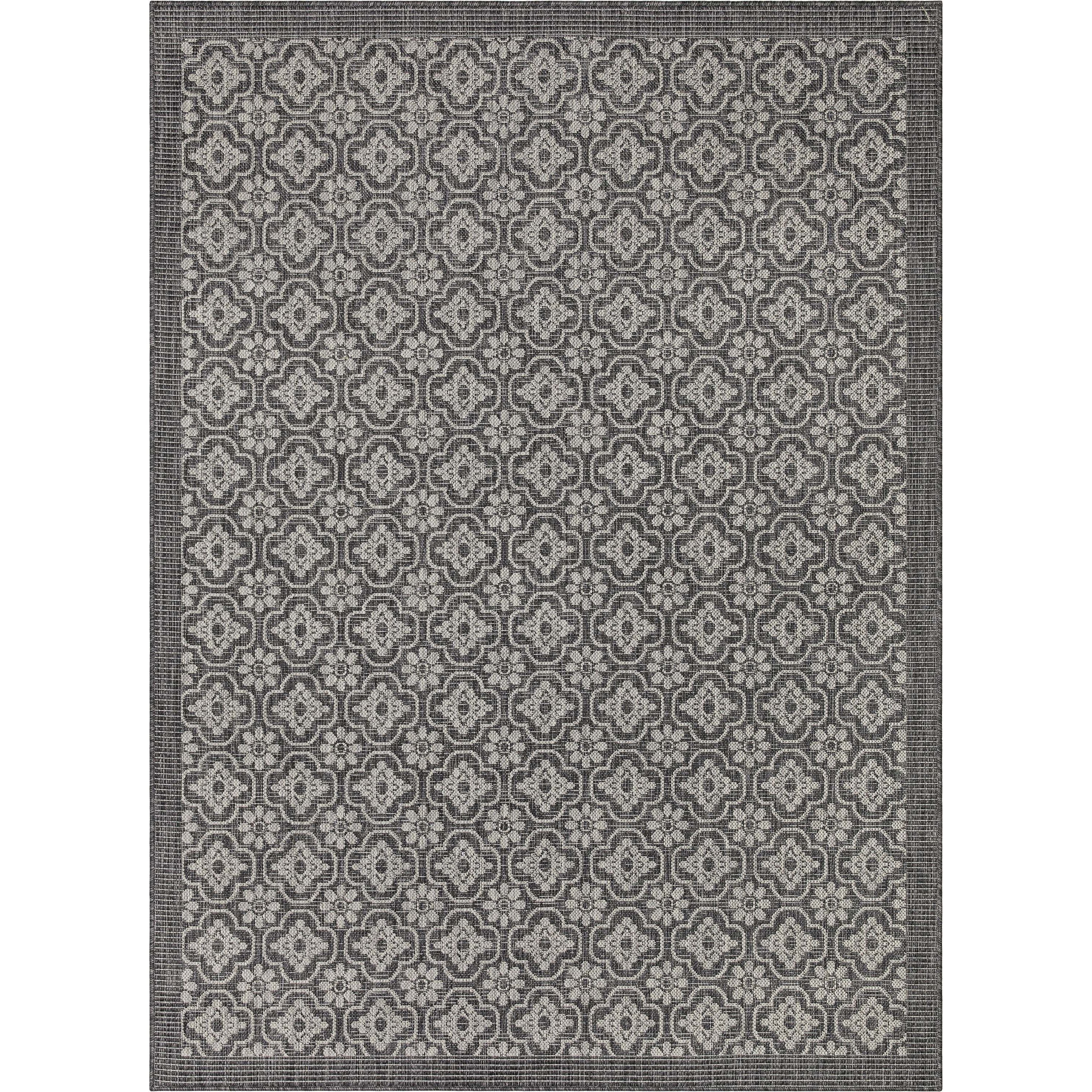 Manola Moroccan Trellis Indoor/Outdoor Black Flat-Weave 5'3" x 7'3" Rug