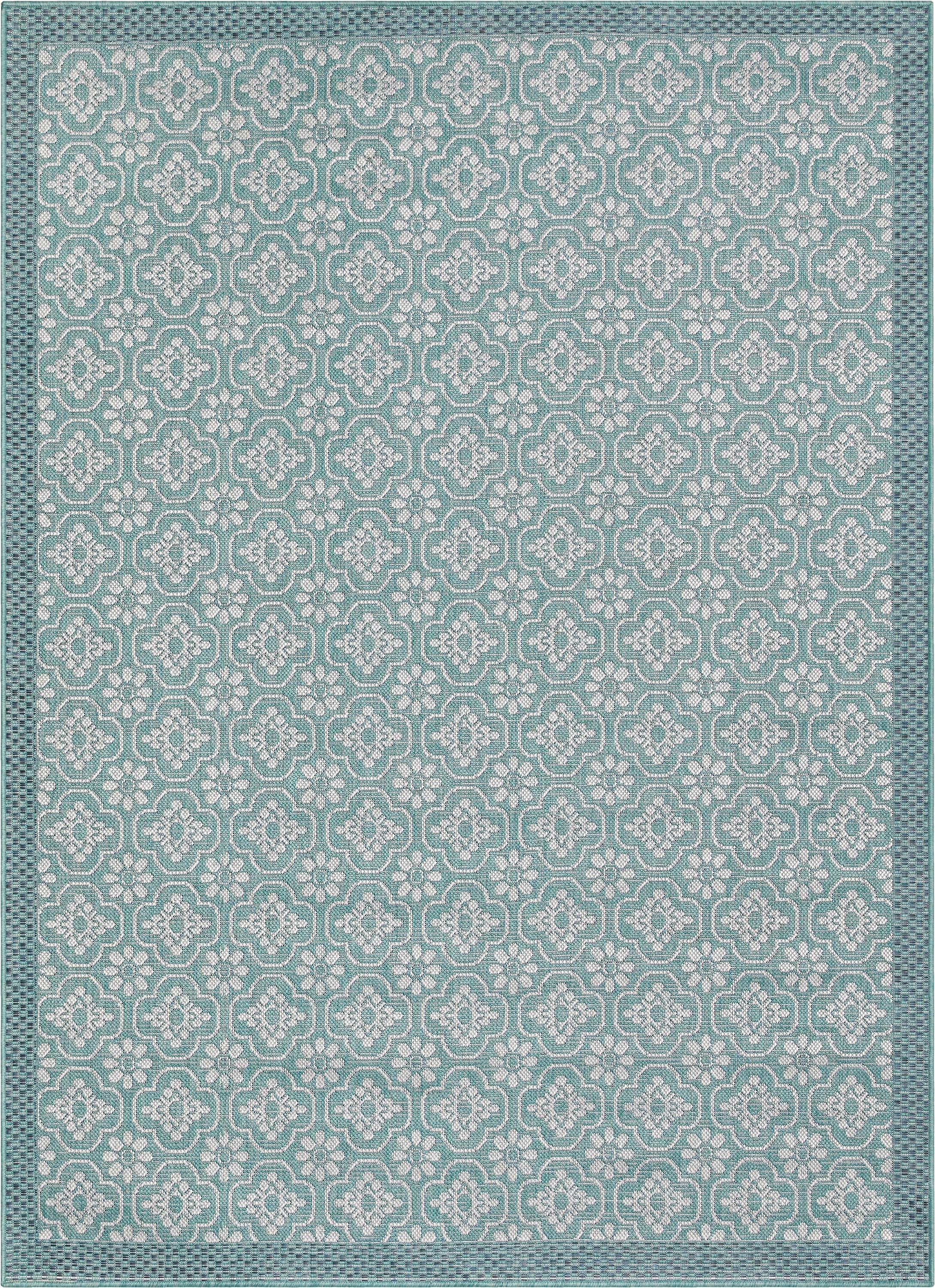 Manola Moroccan Trellis Indoor/Outdoor Blue Flat-Weave Rug