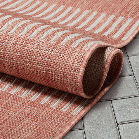 Stria Modern Stripes Indoor/Outdoor Coral Flat-Weave Rug