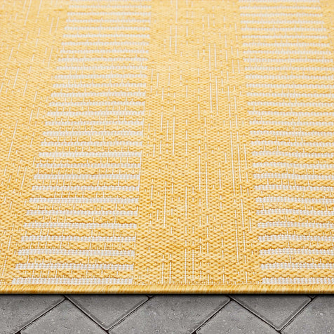 Stria Modern Stripes Indoor/Outdoor Yellow Flat-Weave Rug