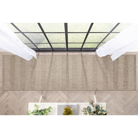 Stria Modern Stripes Indoor/Outdoor Beige Flat-Weave Rug