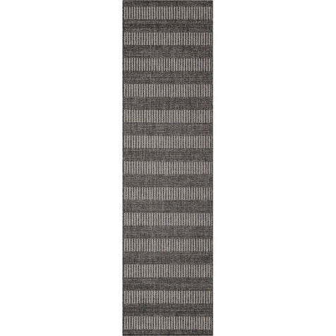 Stria Modern Stripes Indoor/Outdoor Black Flat-Weave Rug