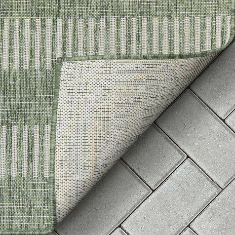 Stria Modern Stripes Indoor/Outdoor Green Flat-Weave Rug