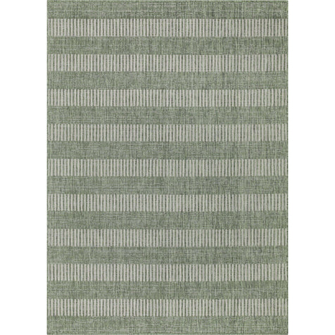Stria Modern Stripes Indoor/Outdoor Green Flat-Weave Rug
