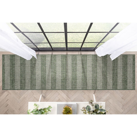 Stria Modern Stripes Indoor/Outdoor Green Flat-Weave Rug