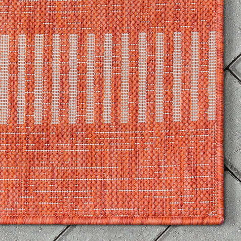 Stria Modern Stripes Indoor/Outdoor Orange Flat-Weave Rug