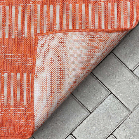 Stria Modern Stripes Indoor/Outdoor Orange Flat-Weave Rug