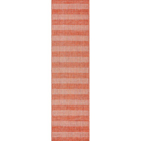 Stria Modern Stripes Indoor/Outdoor Orange Flat-Weave Rug