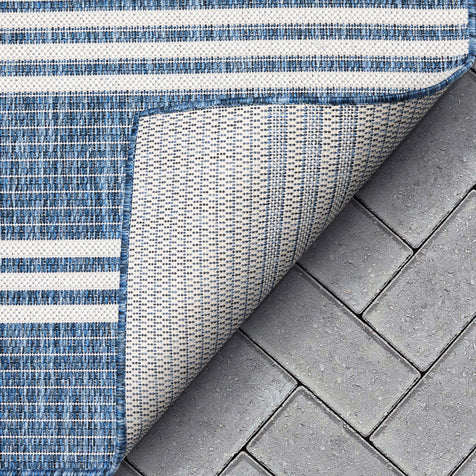 Catalina Modern Stripes Indoor/Outdoor Blue Flat-Weave Rug