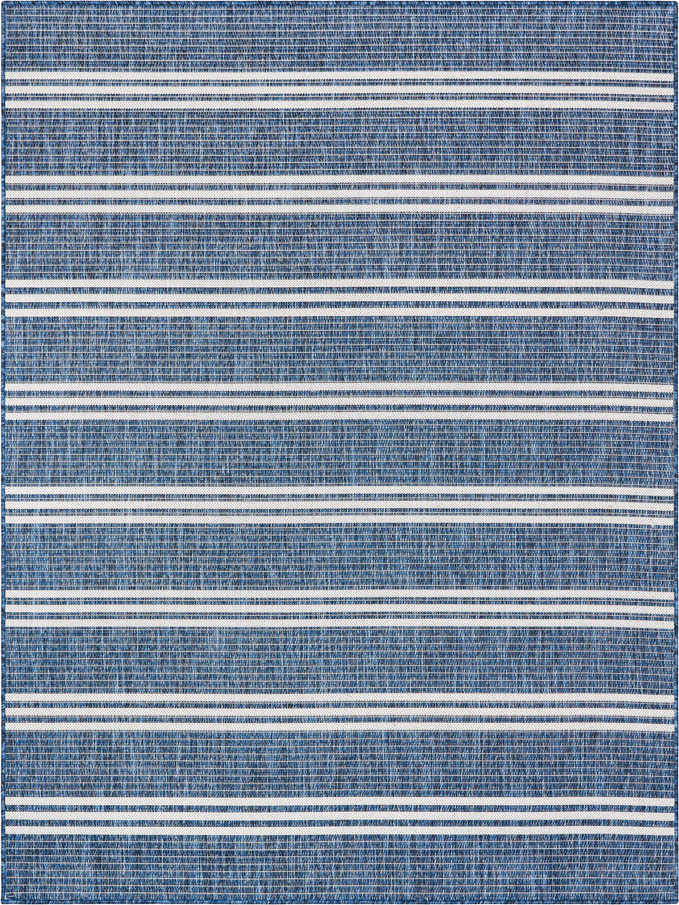 Catalina Modern Stripes 5'3" x 7'3" Indoor/Outdoor Blue Flat-Weave Rug