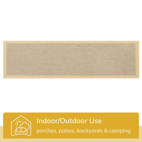 Odin Solid & Striped Border Indoor Outdoor Yellow Flatweave Rug