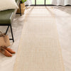 Odin Solid & Striped Border Indoor Outdoor Taupe Flatweave Rug