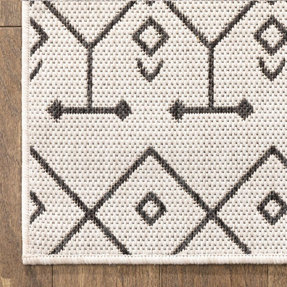 Nord Moroccan Tribal Indoor Outdoor Ivory Flatweave Rug