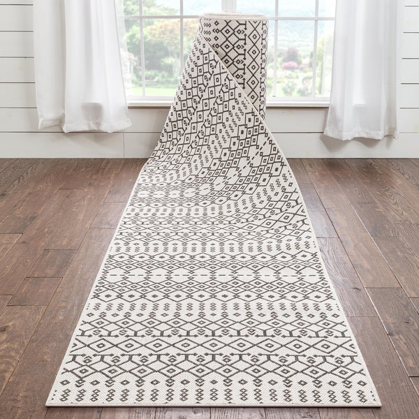 Custom Size Runner Nord Nordic Lattice Pattern Ivory 31 Inches Width  x Choose Your Length Hallway Indoor/Outdoor Runner Rug