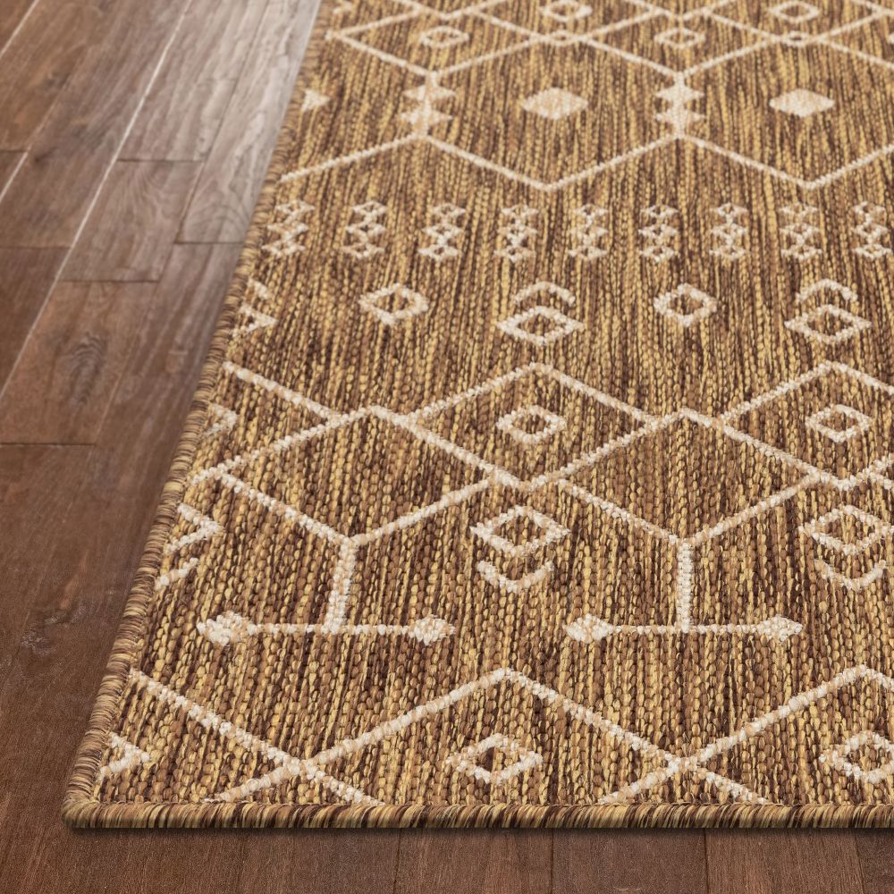 Nord Moroccan Tribal Indoor Outdoor Brown Flatweave Rug