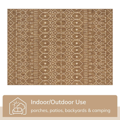 Nord Moroccan Tribal Indoor Outdoor Brown Flatweave Rug