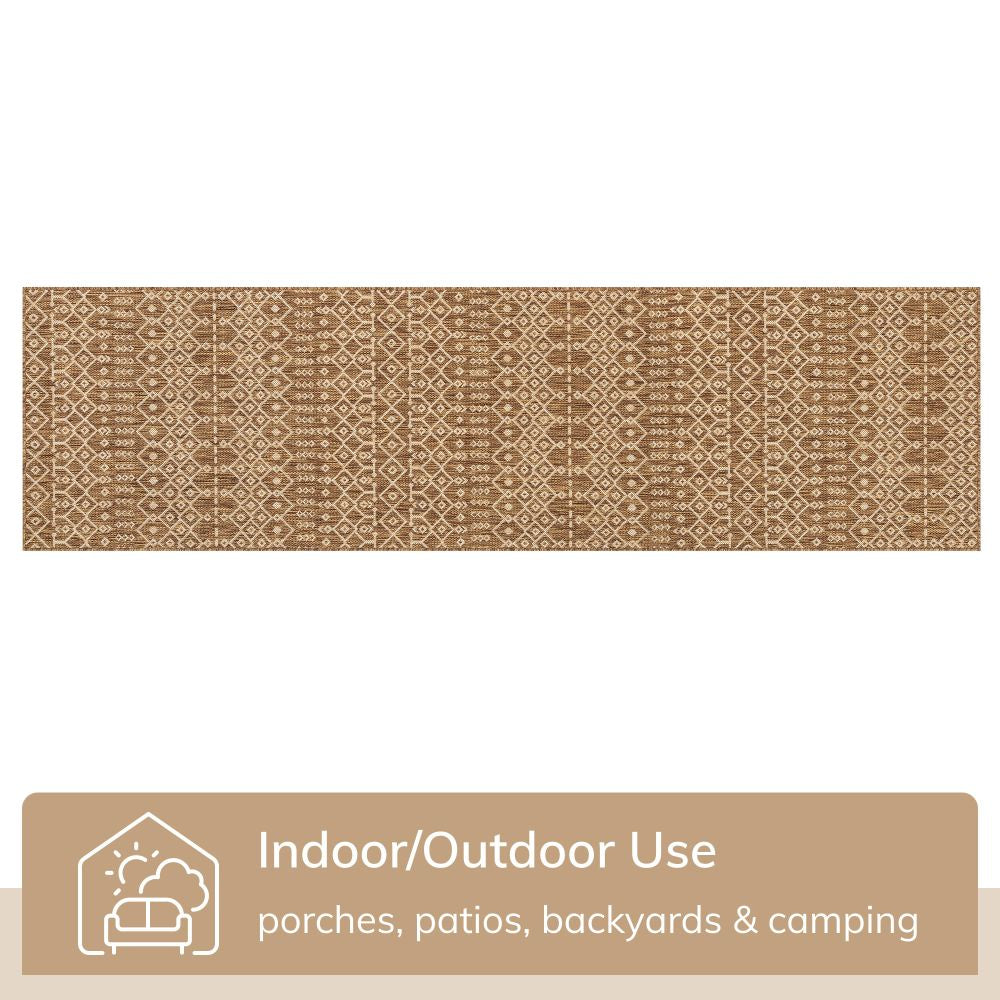 Nord Moroccan Tribal Indoor Outdoor Brown Flatweave Rug