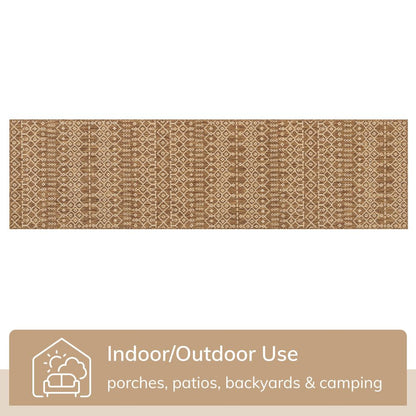 Nord Moroccan Tribal Indoor Outdoor Brown Flatweave Rug