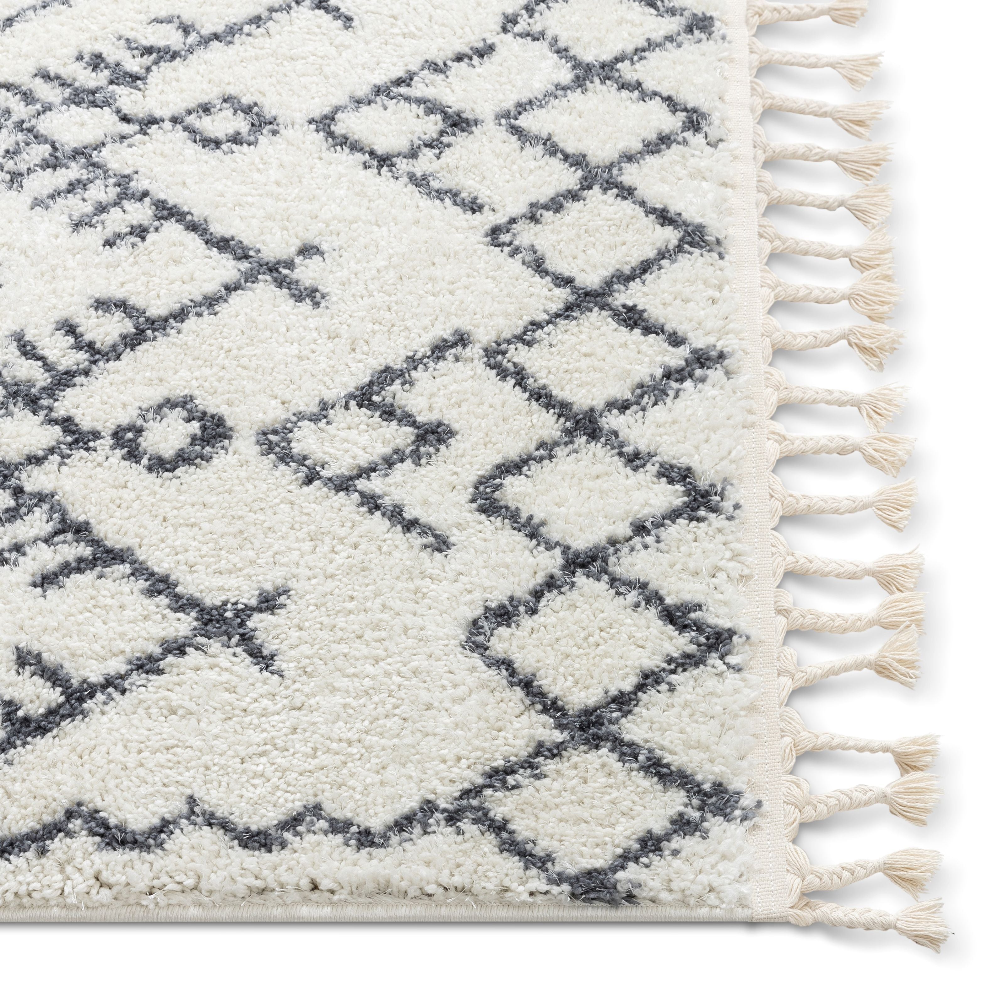 Chantico Moroccan Lattice Grey Shag Rug