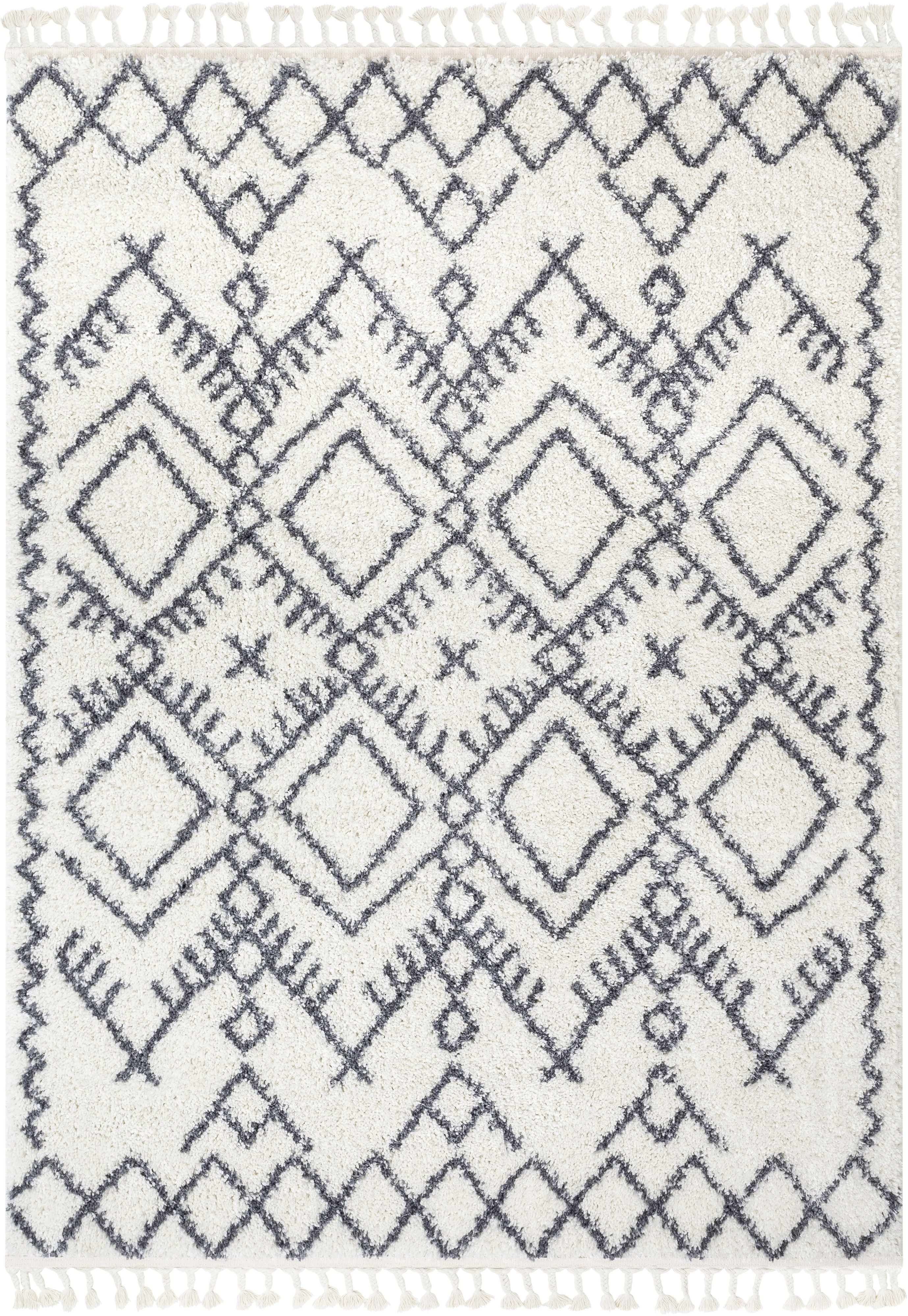 Chantico Moroccan Lattice Grey Shag Rug