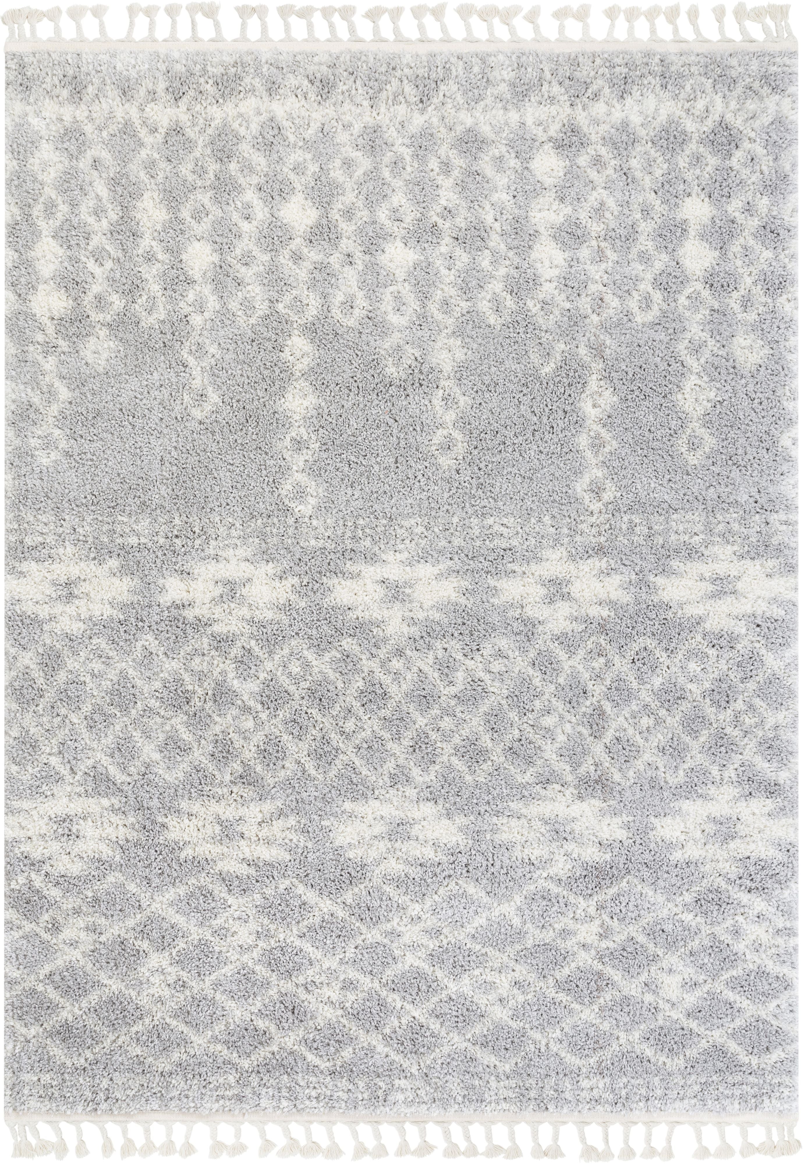 Tozi Moroccan Tribal Grey Shag Rug