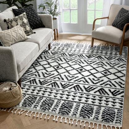 Tayanna Tribal Moroccan Ivory Shag Rug